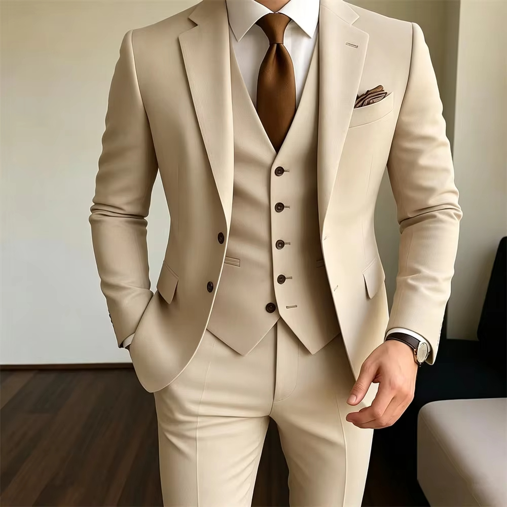 Khaki Formal Wear Men - Completo da Uomo Kaki 3 Pezzi: