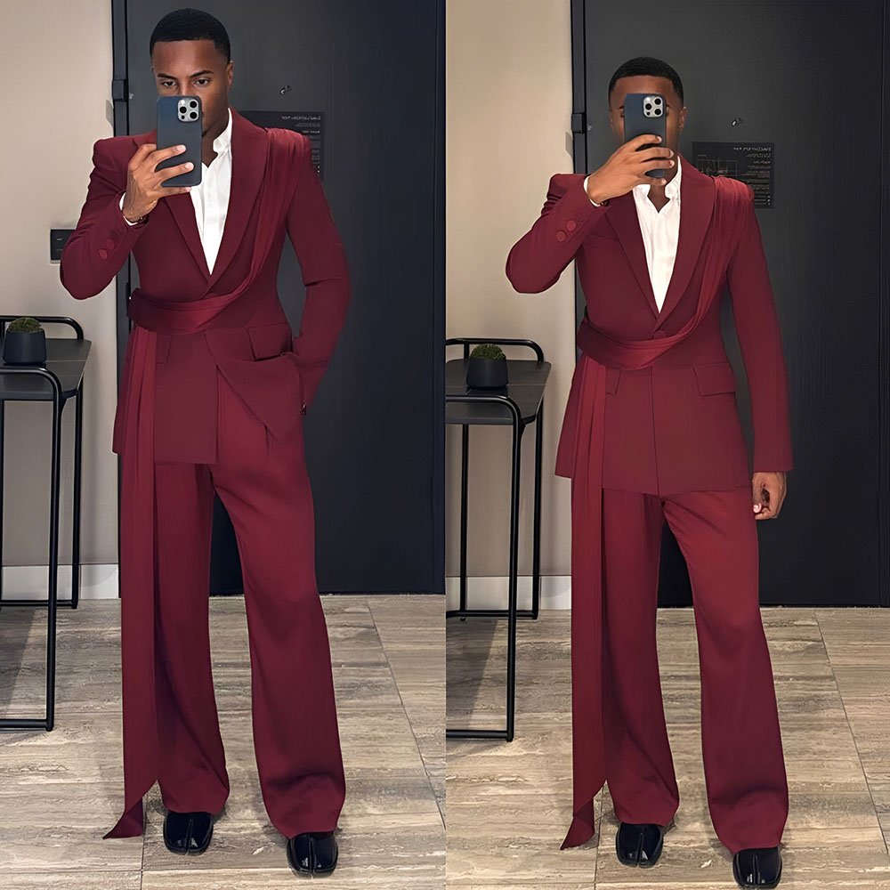 Men Formal Wear Wedding - Abito da uomo nuovo bordeaux 2