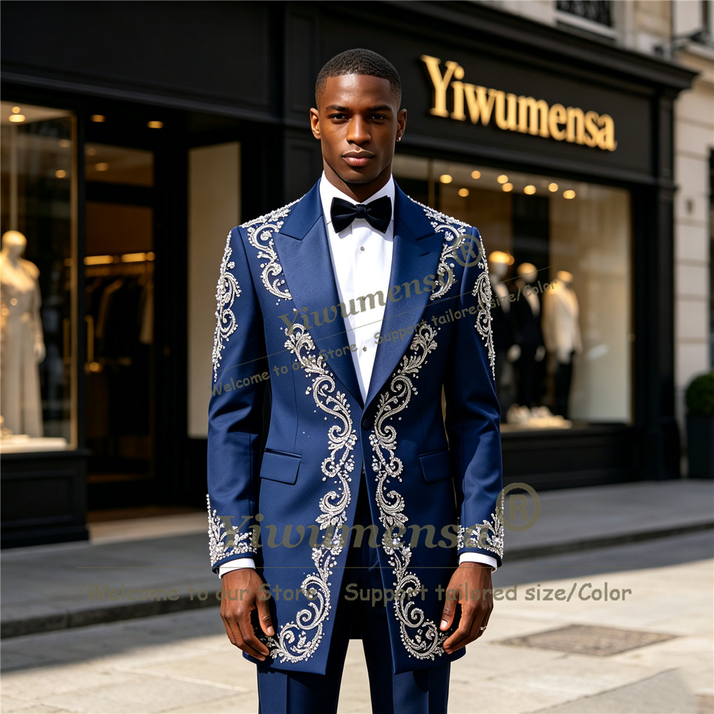 Men Formal Wear Wedding - Abito da Uomo con Perline di