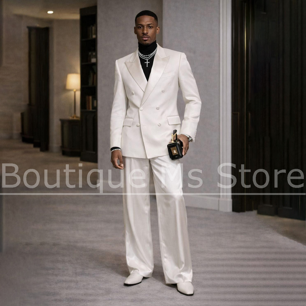 Men Formal Wear Wedding - Abito da uomo bianco in raso