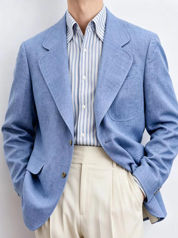 Men Formal Wear With Coat - Blazer da uomo in lino, 1
