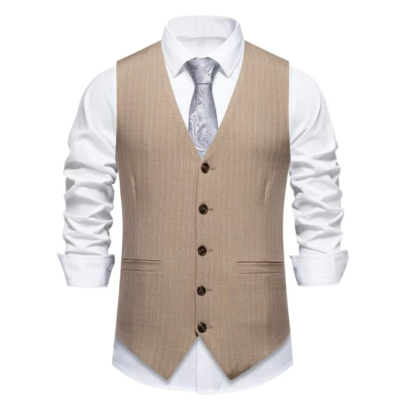 2026 Nuovo gilet da uomo a rig - Khaki Formal Wear Men recensione e prezzo