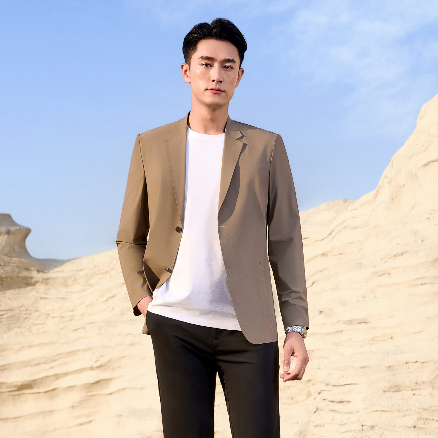 Giacca Casual da Uomo Color Ka - Khaki Formal Wear Men recensione e prezzo